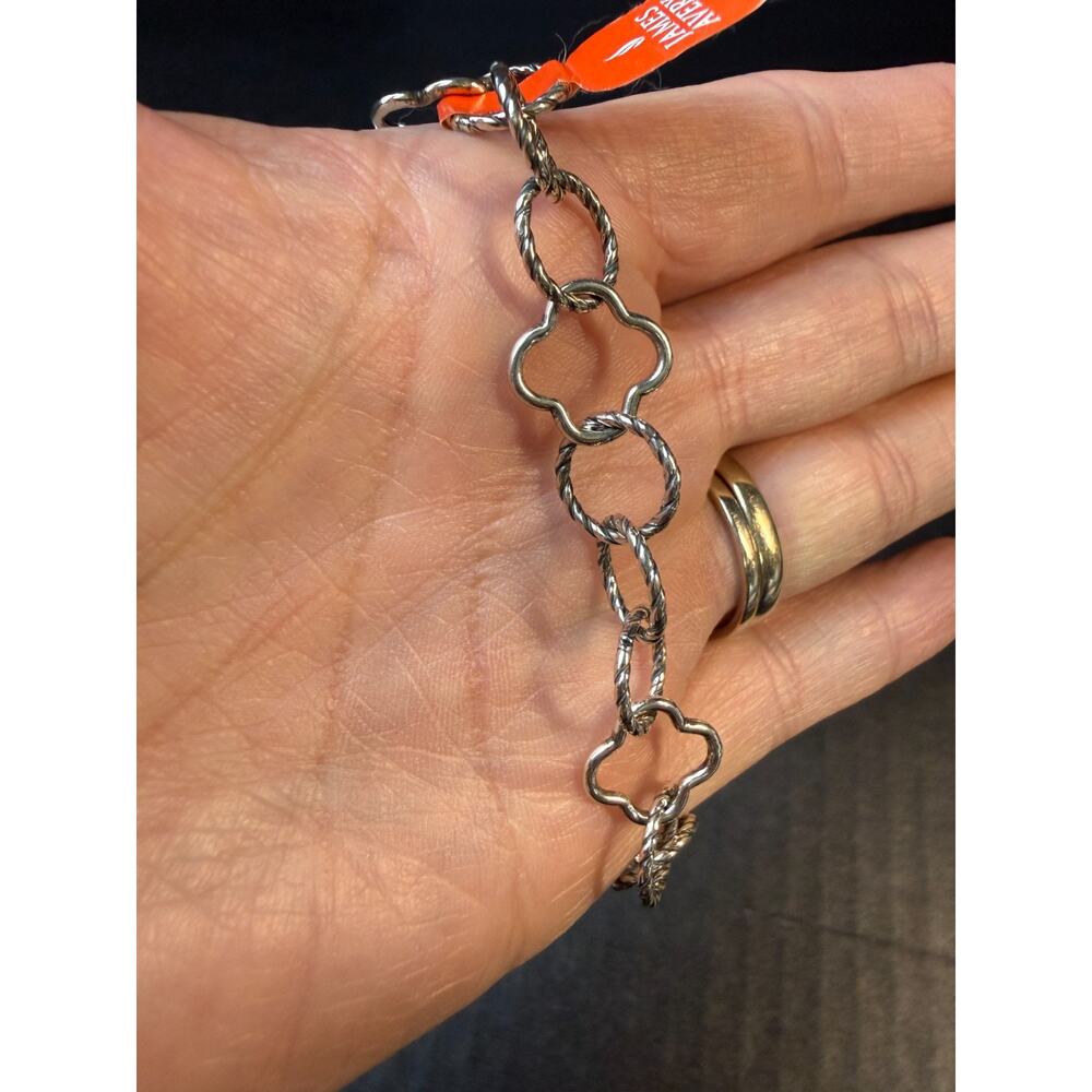 James Avery Retired Quatrefoil & Twisted Wire Link Bracelet Sz M 7" - Picture 3 of 6